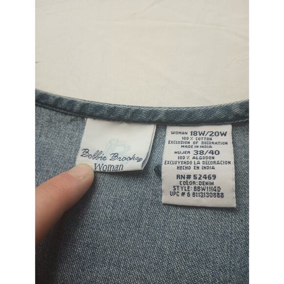 Bobbie Brooks Embroidered Demin Vest Floral Garden Women 18W/20W cottage core - Picture 3 of 4